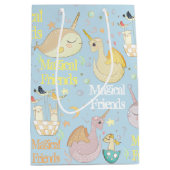 Narwhalおよびドラゴンの友人の空色のカスタムはからかいます ミディアムペーパーバッグ (正面)