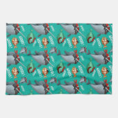 Narwhalおよび魚の海賊パターン キッチンタオル (横)
