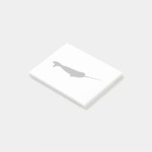 Narwhalのかわいい白黒シルエット ポストイット (アングル)