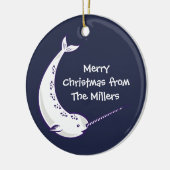 Narwhalのパーソナライズな写真のクリスマスのオーナメント セラミックオーナメント (左)
