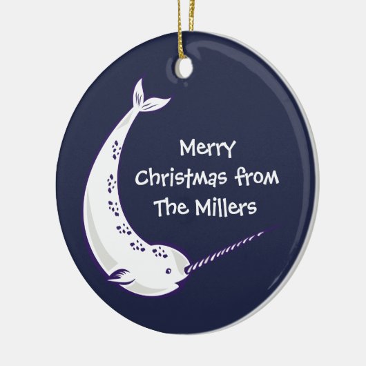 Narwhalのパーソナライズな写真のクリスマスのオーナメント セラミックオーナメント (左)