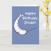 Narwhalの青のパーソナライズなバースデー・カード カード (黄色い花)