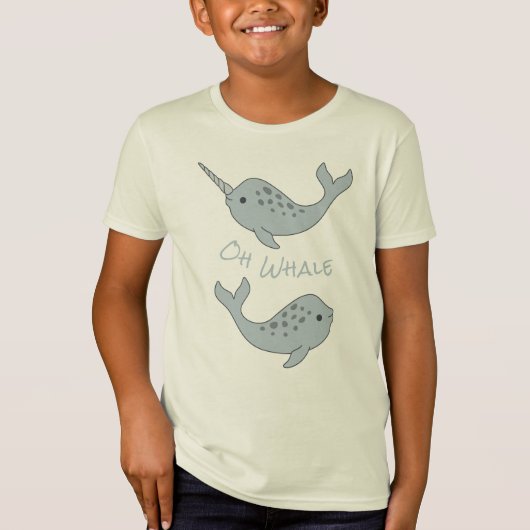NarwhalのOhクジラのオーガニックなTシャツ(子供) Tシャツ (正面)