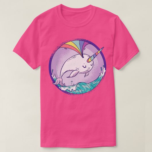 NARWHAL愛おもしろい者ギフトかわいい虹のクジラ Tシャツ (デザイン正面)