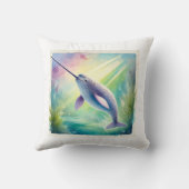 Narwhal in the Deep 110924AREF142 - Watercolor クッション (裏面)