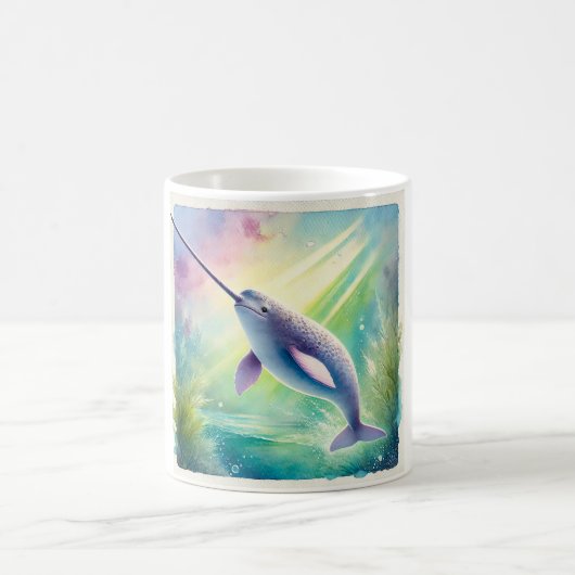 Narwhal in the Deep 110924AREF142 - Watercolor コーヒーマグカップ (中央)