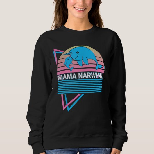 Narwhal Mama Retro Mama Narwhal スウェットシャツ (正面)