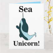Narwhal Sea Unicorn Funny カード (黄色い花)
