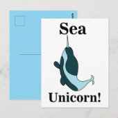 Narwhal Sea Unicorn Funny ポストカード (正面/裏面)