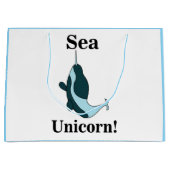 Narwhal Sea Unicorn Funny ラージペーパーバッグ (正面)