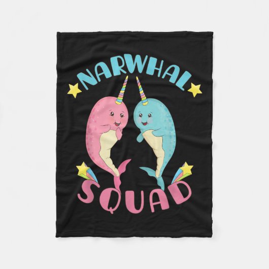 Narwhal Squad Cute Kawaii Narwhals Narwhale フリースブランケット (正面)