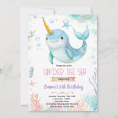 Narwhal theme party invitation 招待状 (正面)