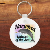 Narwhal Unicorn of the Sea，かわいい虹 キーホルダー (正面)
