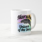 Narwhal Unicorn of the Sea,かわいい虹 ジャンボコーヒーマグカップ (正面右)