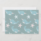 Narwhal Waves Sea Blue Boy 1st Birthday Photo 招待状 (裏面)