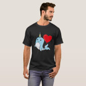 Narwhal With Heart Balloon Valentines Day Love Boy Tシャツ (正面フル)