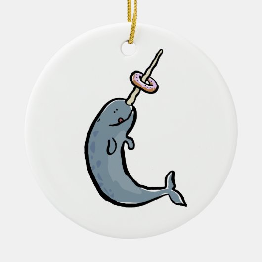 narwhaleおよびドーナツ セラミックオーナメント (正面)