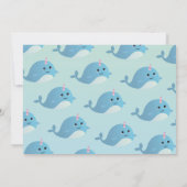 Narwhaleバースデーパーティープールビーチ写真Narwhal 招待状 (裏面)