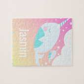 Narwhale Rainbow Gradient Magical Kids ジグソーパズル (横)