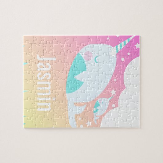 Narwhale Rainbow Gradient Magical Kids ジグソーパズル (横)