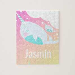 Narwhale Rainbow Gradient Magical Kids ジグソーパズル