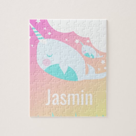 Narwhale Rainbow Gradient Magical Kids ジグソーパズル (縦)