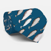 Narwhals Swim - Narwhal Pattern Whale Lover Navy ネクタイ (ロール)