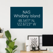 NAS Whidbey Island緯度（経度） ポスター (ホームオフィス)