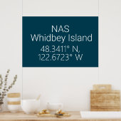 NAS Whidbey Island緯度（経度） ポスター (キッチン)