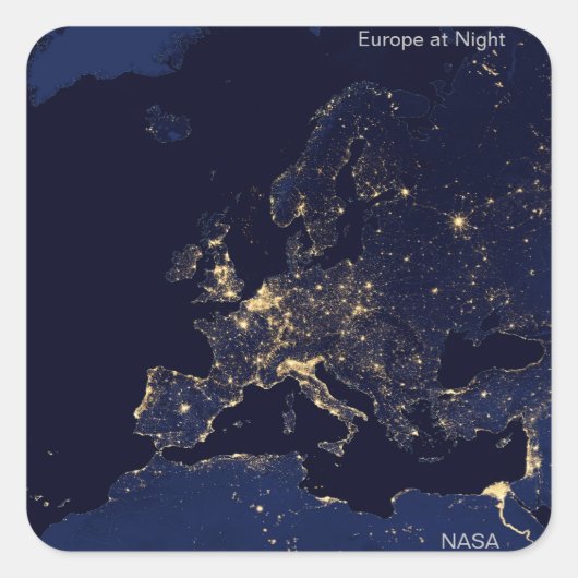 NASAによる夜のヨーロッパ スクエアシール (正面)