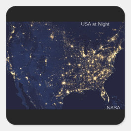 NASAの画像で夜に米国 スクエアシール
