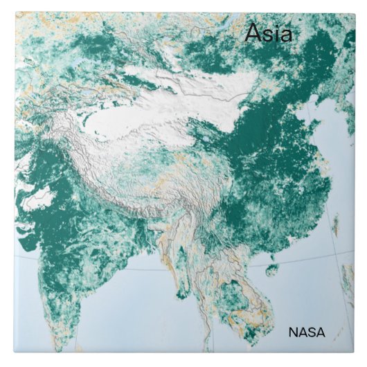 NASAの緑と白の写真アジア宇宙 タイル (正面)