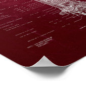 NASAアポロ土星Vロケット青写真（赤） ポスター (角)