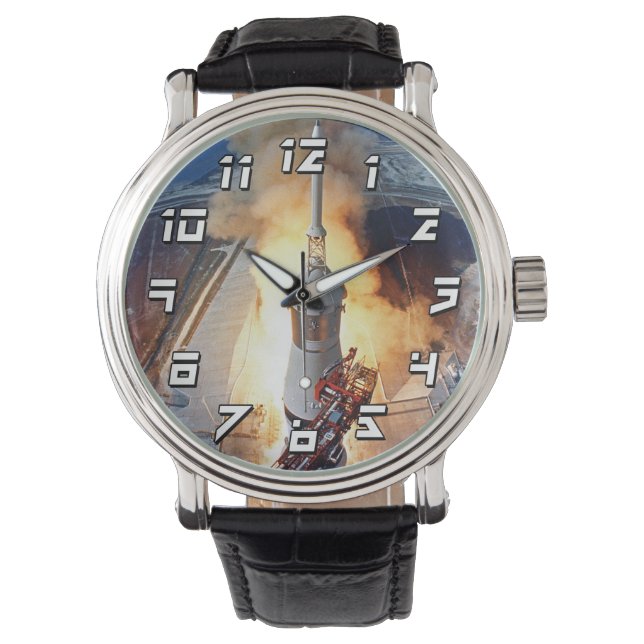 NASAアポロ11月面着陸ロケット打ち上げ 腕時計 (正面)