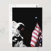 NASAアポロ17宇宙飛行士国旗の地球ムーンの写真 ポストカード (正面/裏面)