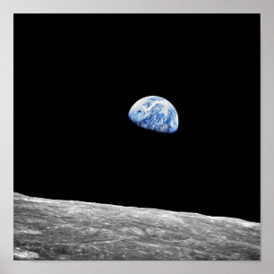 NASAアポロ8地球の月の月周回軌道写真 ポスター