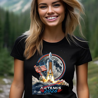 NASAアルテミスII月ミッションロケット銀河コスモ Tシャツ