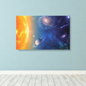 NASAシステ太陽のムの宇宙空間コラージュ キャンバスプリント (インサイチュ (ウッドフロア))