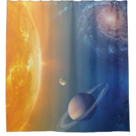 NASAシステ太陽のムの宇宙空間コラージュ シャワーカーテン