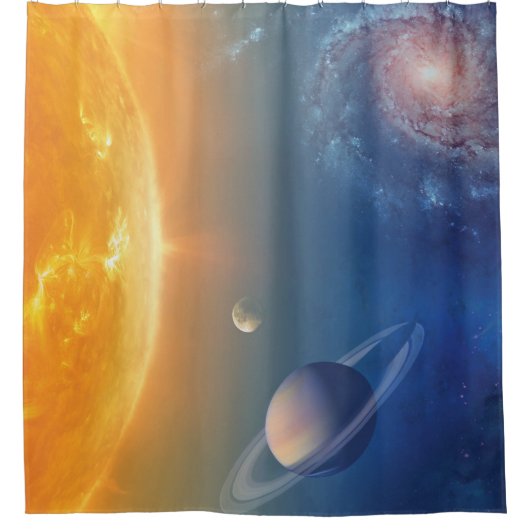 NASAシステ太陽のムの宇宙空間コラージュ シャワーカーテン (正面)
