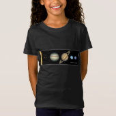 NASAシステ太陽のム惑星サイズチャートガール Tシャツ (正面)