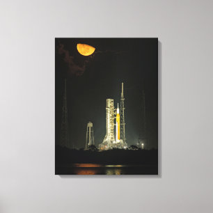 NASAスペースローンチシステムロケット アルテミスI ムーンライズ キャンバスプリント