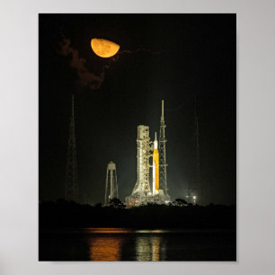 NASAスペースローンチシステムロケット アルテミスI 月の出 ポスター