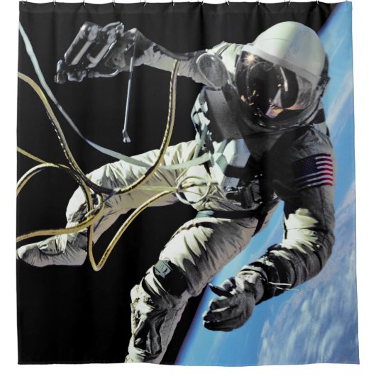 NASA初のアメリカ人宇宙飛行士の宇宙遊泳写真 シャワーカーテン (正面)