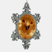 NASA天文台からの笑顔太陽のの太陽 スノーフレークピューターオーナメント (左)