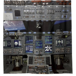 NASA宇宙シャトルコックピットアース軌道窓ビュー シャワーカーテン