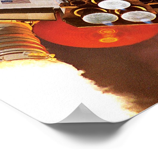 NASA宇宙シャトル打ち上げファンゴッホ星空ナイトポー ポスター (角)