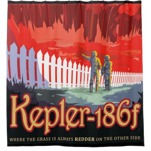 NASA未来旅行Sci Fiポスター – Kepler 186f シャワーカーテン (正面)