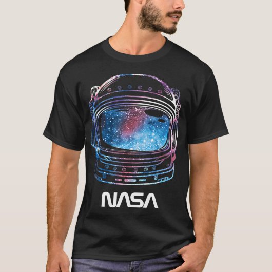 NASA銀河系ラインアートフィルヘルメット Tシャツ (正面)