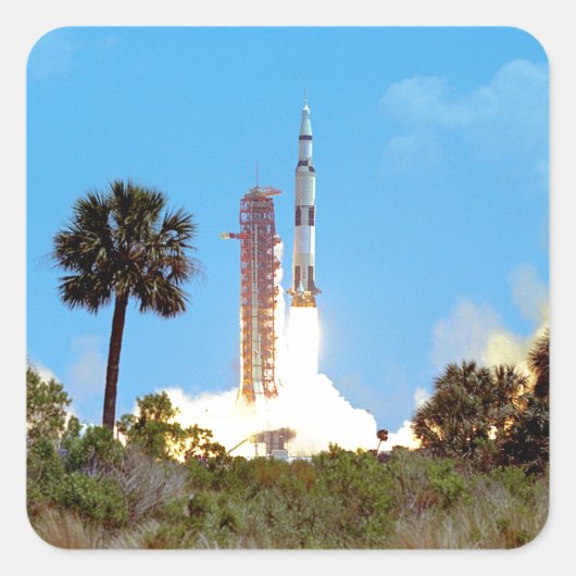 NASA アポロ16号 サターンV型ロケット打ち上げ スクエアシール (正面)